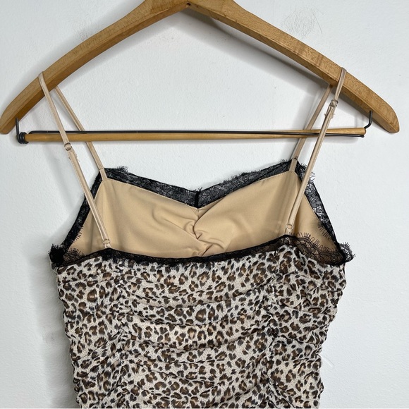 Endless Rose Leopard Print Lace Ruched Slip Mini Dress Size S Y2K - Picture 11 of 14